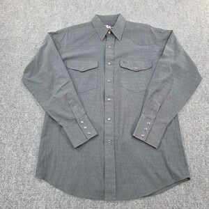 Resistol Western Shirt Mens Medium Gray Long Sleeve Snap Button Cowboy‎